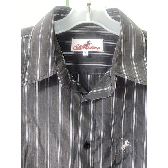 Estilo Latino Men's Long Sleeve Gray Stripe Button Up Shirt Western Sz Small - Picture 4 of 7